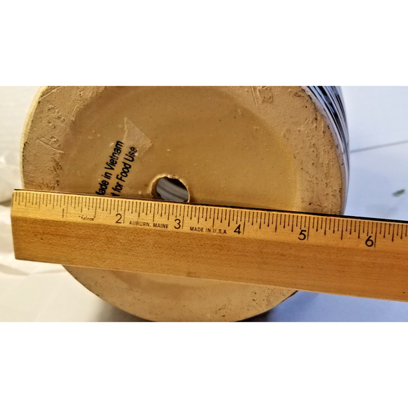 Brown Stoneware Pottery Pitcher vase Planter Ring/Rib Design 10" Vietnam - Picture 5 of 5